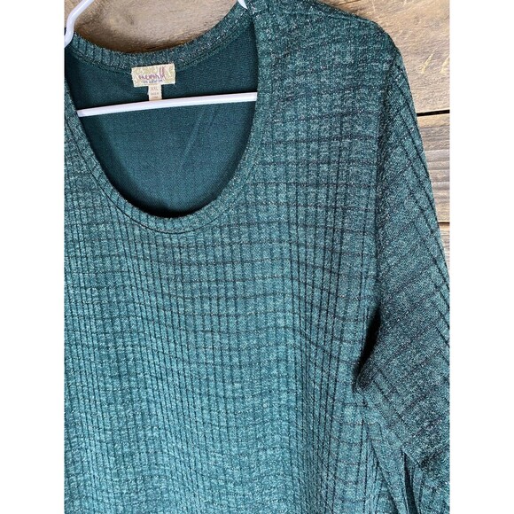 One World Women's Top Plus Size XXL Green Metallic Knit Top - Picture 4 of 10